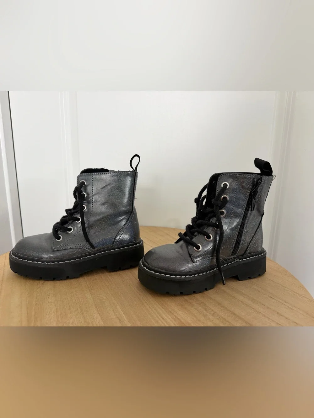 H&M Black Kids Lace-Up Platform Boots